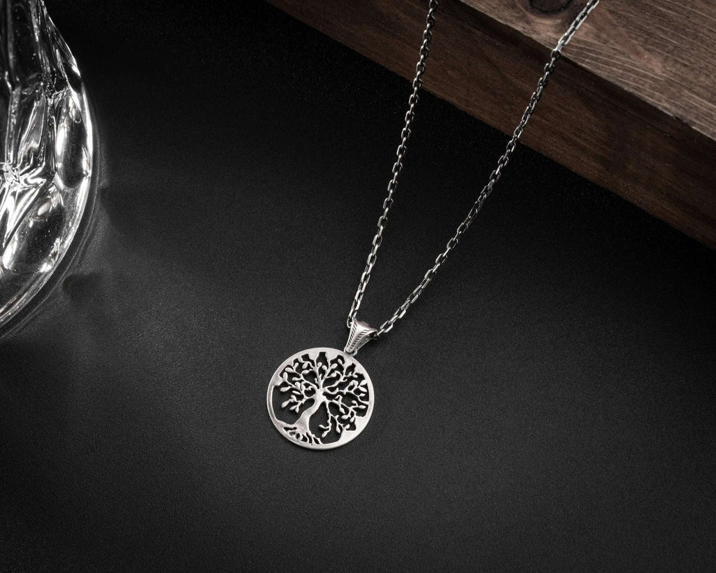 oxidized silver tree of life necklace
