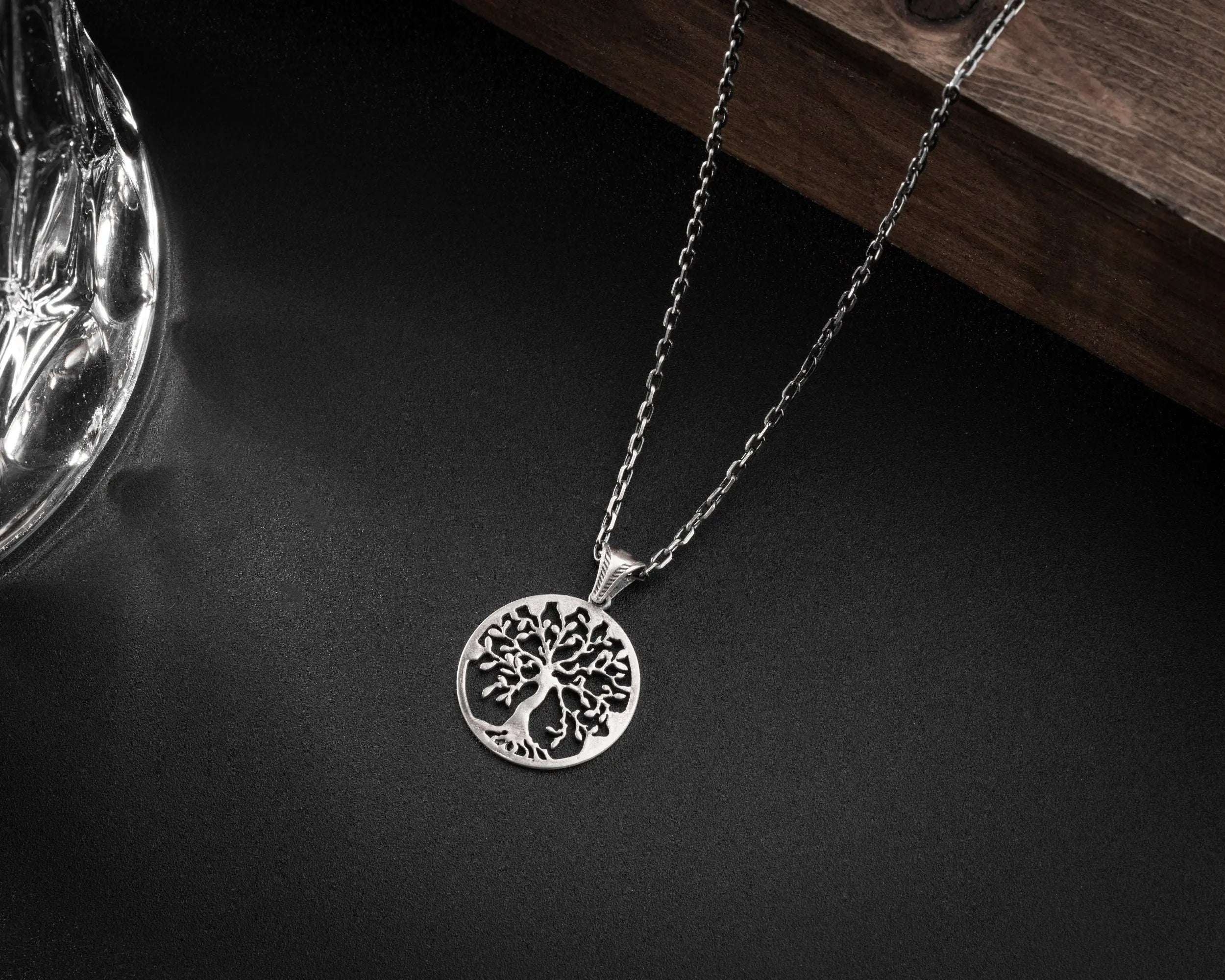 oxidized silver tree of life necklace