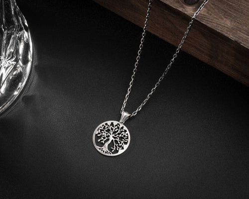 oxidized silver tree of life necklace