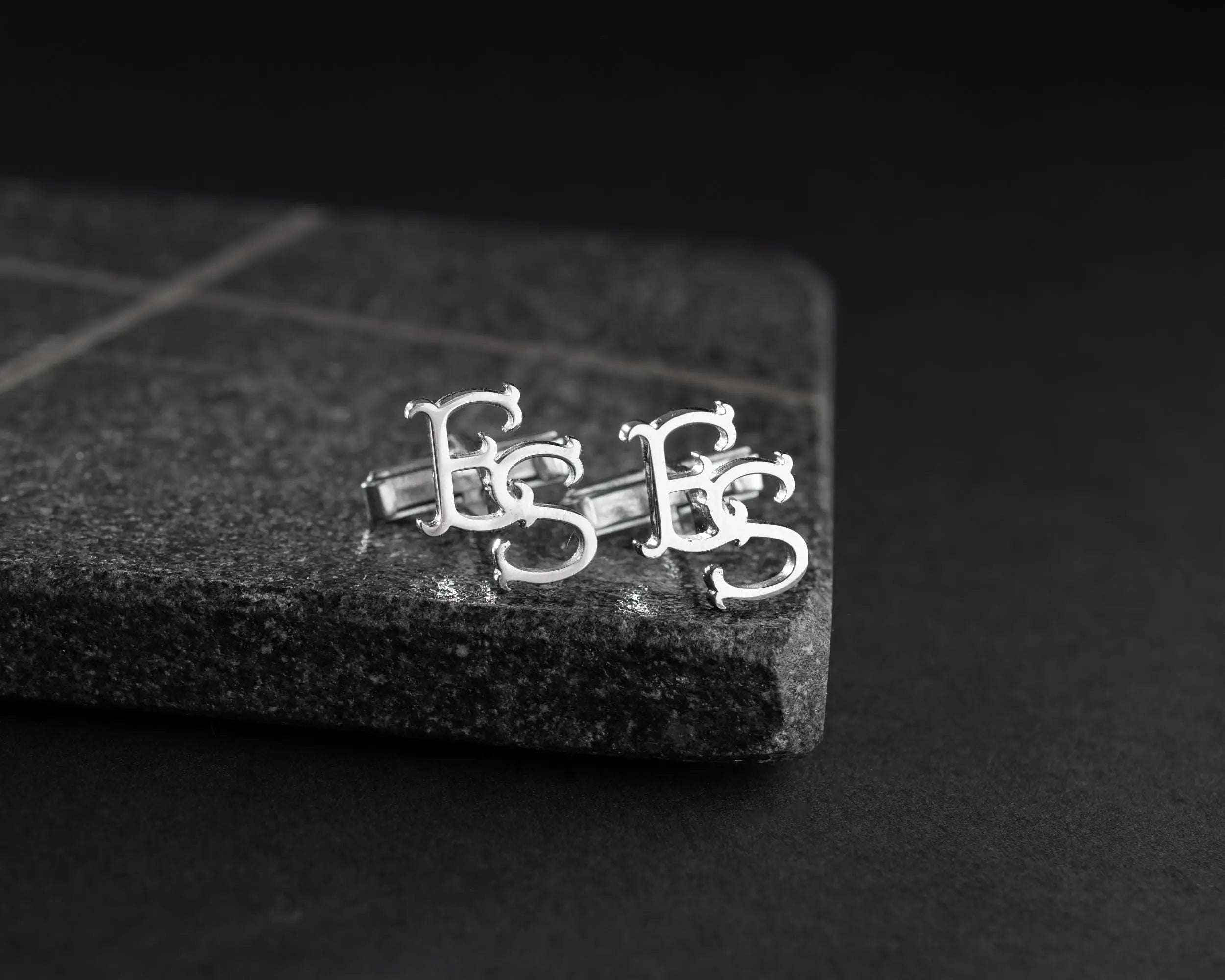 Custom Initial Cufflinks: Engraved Sterling Silver Groomsmen Gift