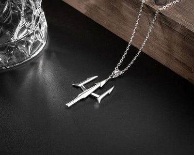 Sterling Silver Trident Necklace: Poseidon's Spear Pendant, Mythology Jewelry   Charmora Jewelry
