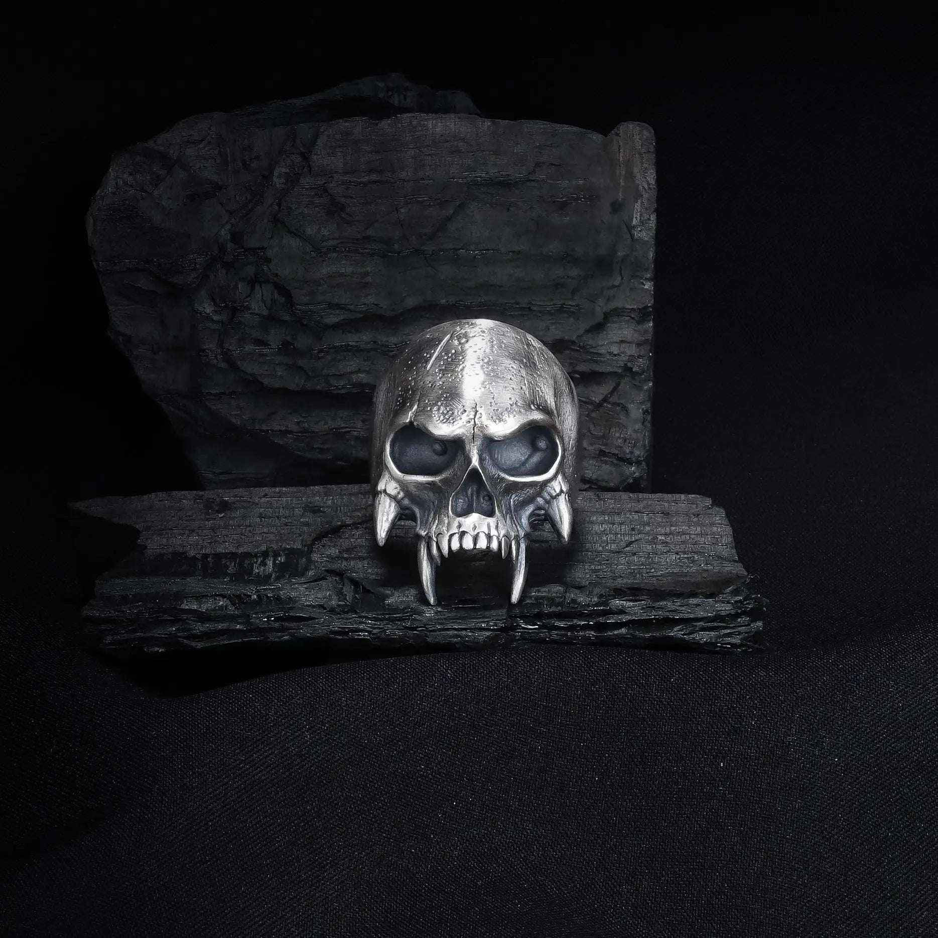 Oxidized Sterling Silver Skull Ring: Gothic Biker Jewelry