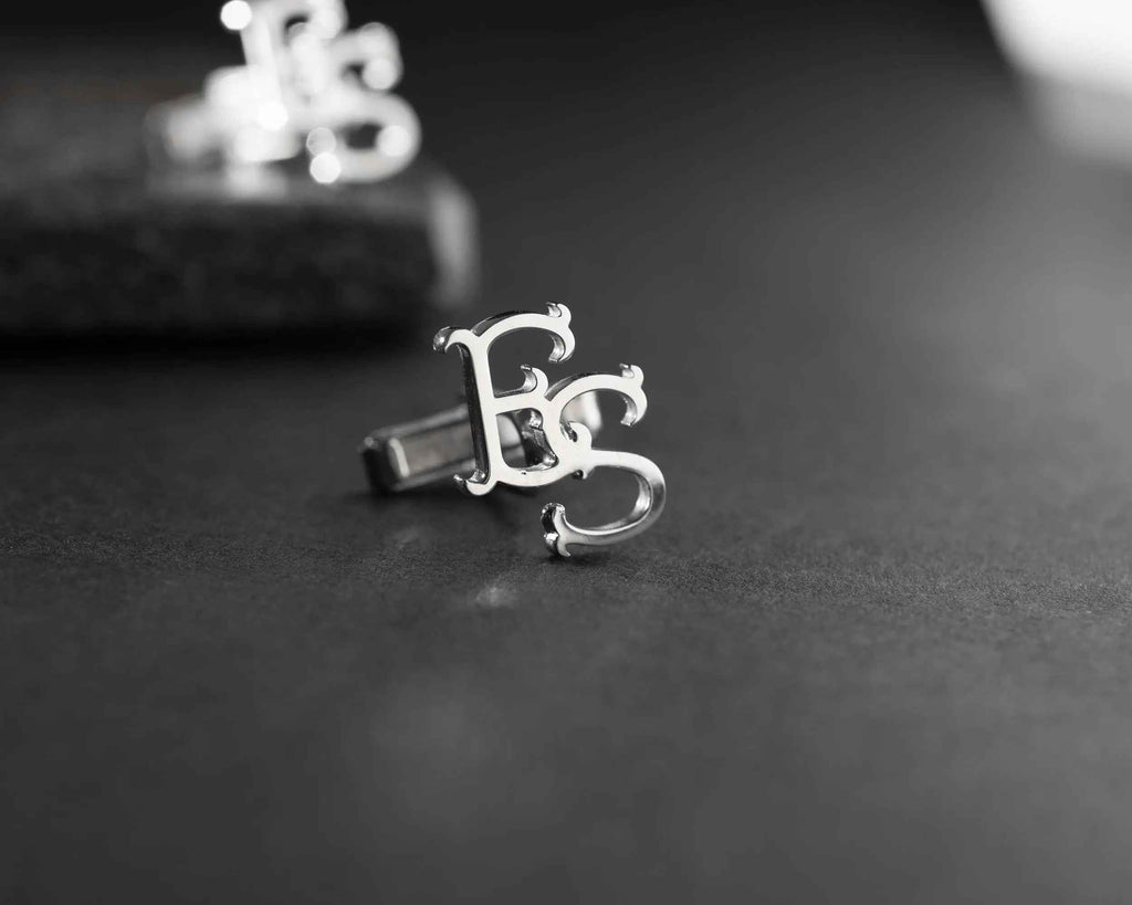 Custom Initial Cufflinks: Engraved Sterling Silver Groomsmen Gift