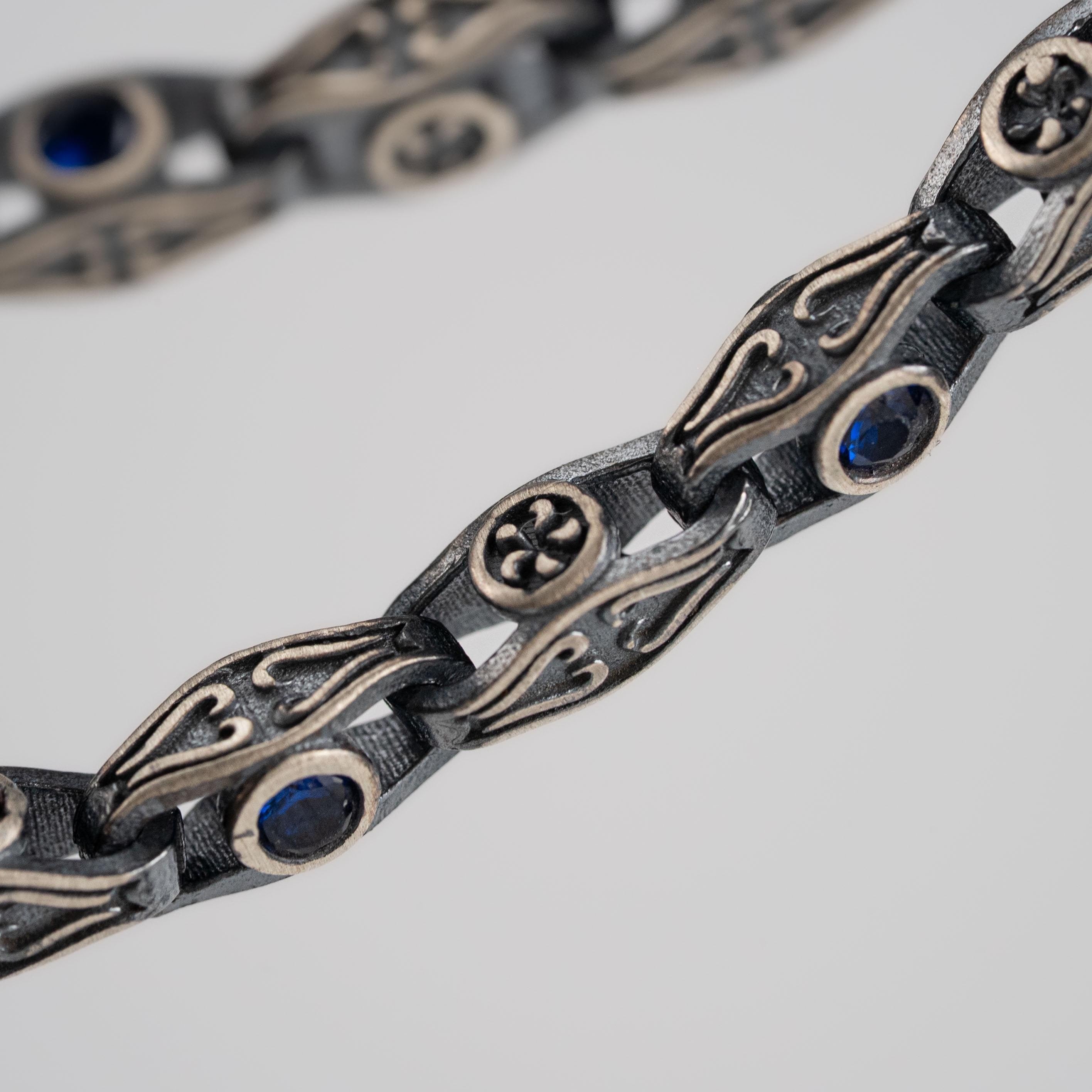 Blue Zirconia Kelkit Woven Link Bracelet  Bracelet  Charmora Jewelry