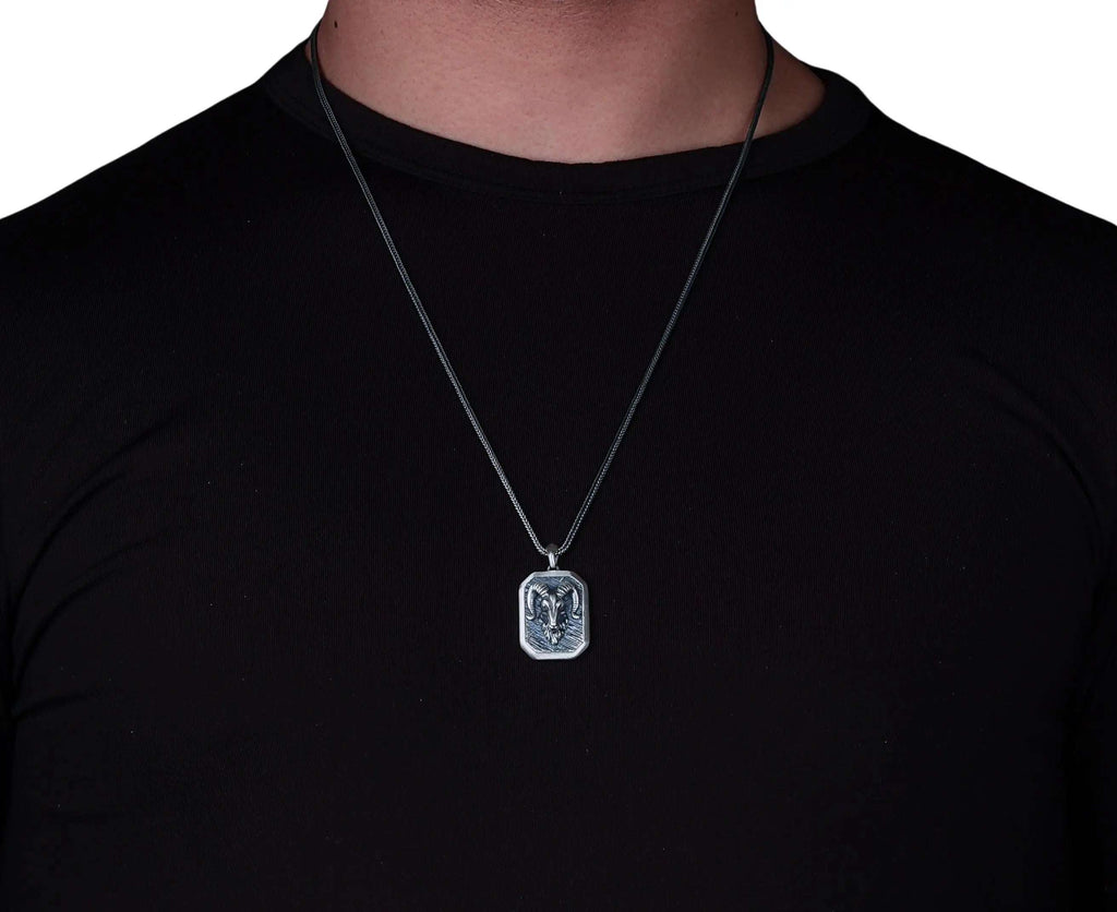 Sterling Silver Ram Necklace: Aries Zodiac Pendant, Birthday Gift   Charmora Jewelry