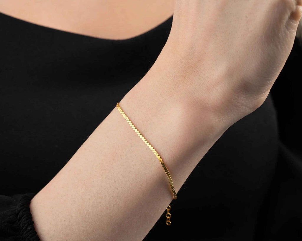 Dainty Sterling Silver Chain Bracelet: Rose Gold, Gold Finish