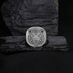 Oxidized Sterling Silver Tiger Ring, Animal Jewelry Gift