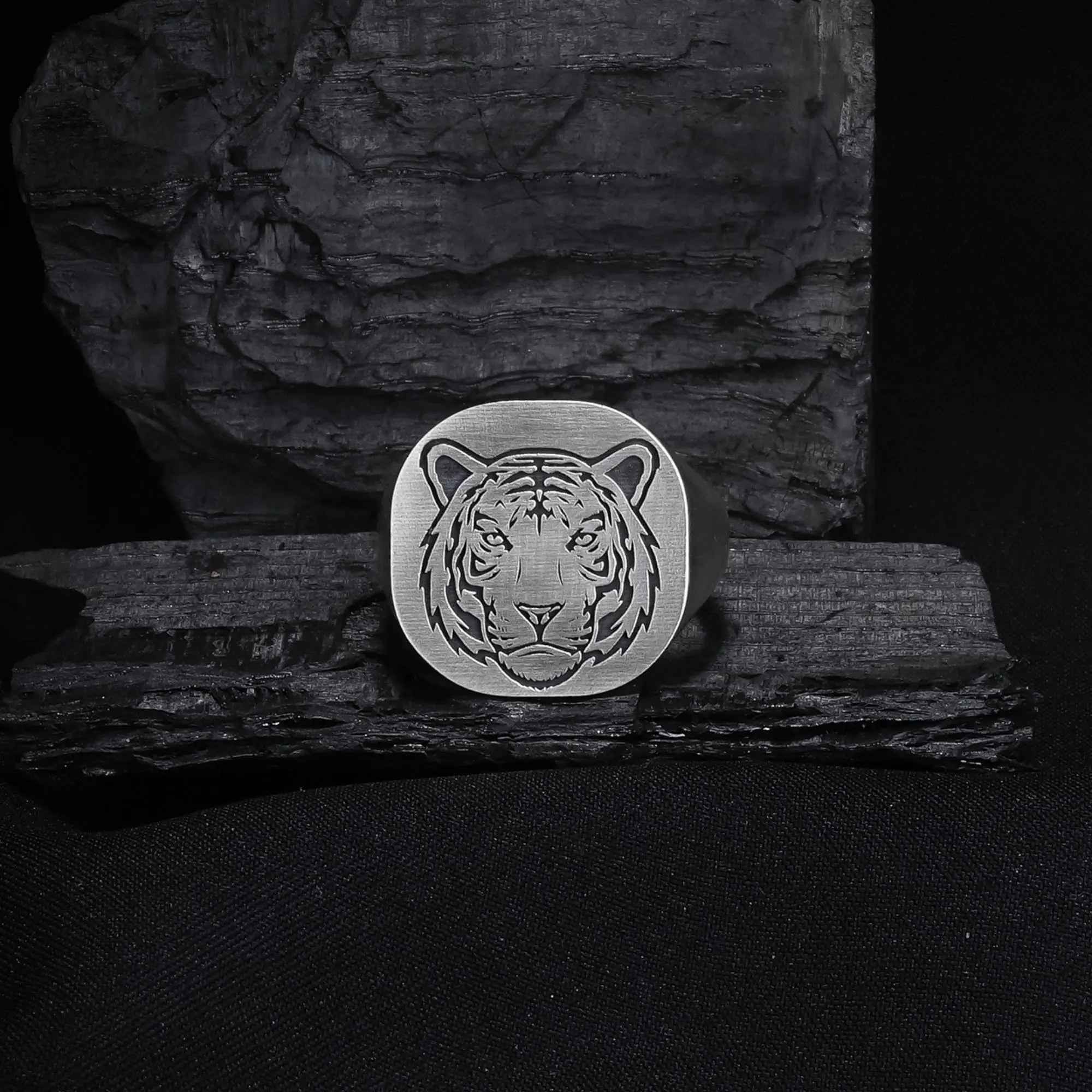 Oxidized Sterling Silver Tiger Ring, Animal Jewelry Gift