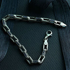 925 Sterling Silver Men’s Bracelet with Blue Stones, Handmade Chain Bracelet, Bold Masculine Jewelry