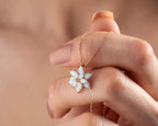 Sterling Silver Opal Lotus Flower Necklace: Dainty Floral Pendant