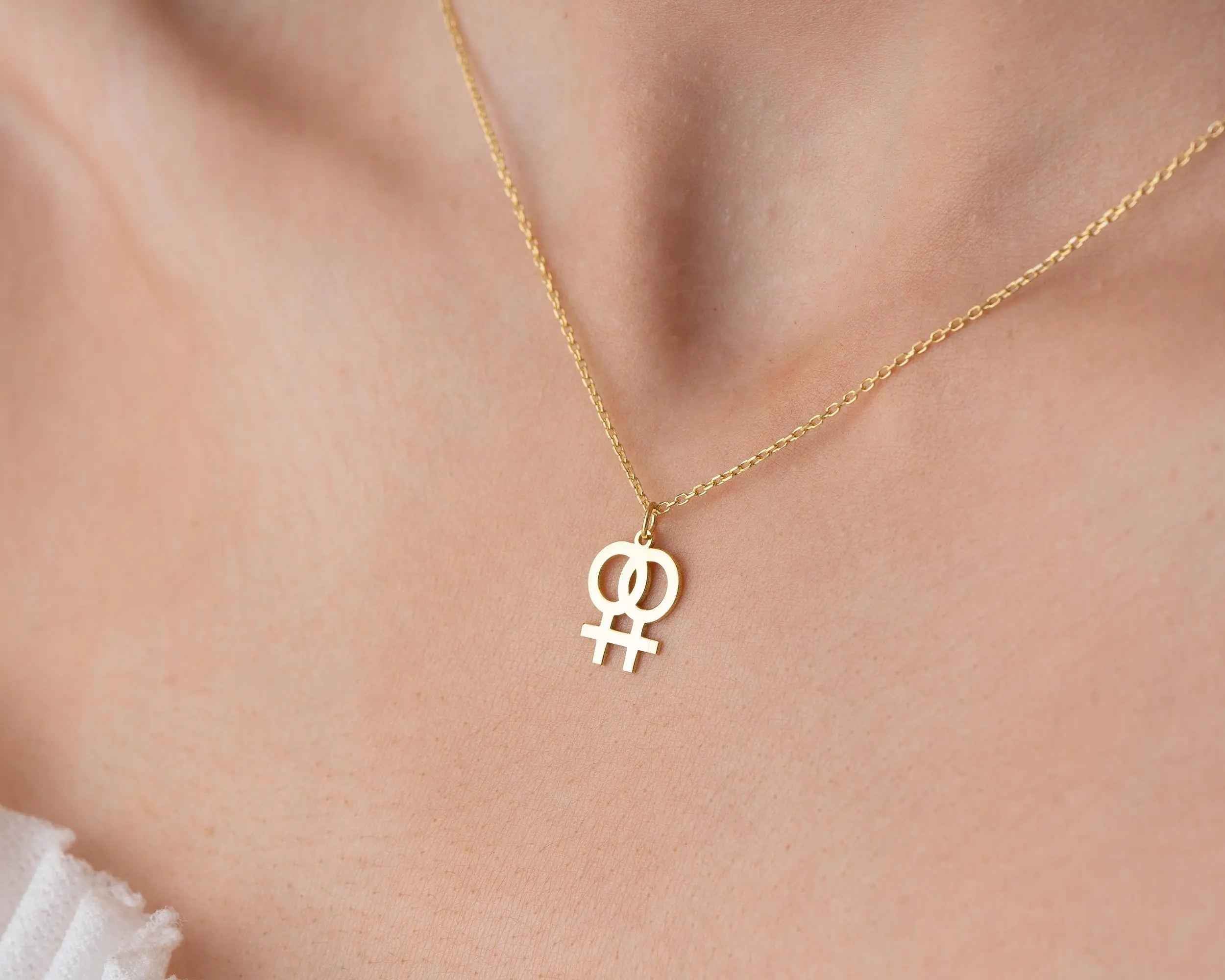 Gold Venus Symbol Necklace: Feminist Jewelry, Girl Power