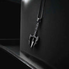 Oxidized Sterling Silver Trident Necklace: Poseidon Spear Pendant