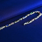 Multicolor Baguette Stone Sterling Silver Bracelet – Men’s Statement Jewelry, Gift for Him