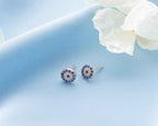 Sterling Silver Evil Eye Stud Earrings, Protection Jewelry