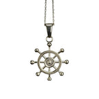 Sterling Silver Nautical Ship Wheel Necklace Gold Pendant   Charmora Jewelry