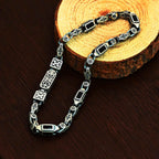 Sterling Silver Men's Bracelet: Black Zircon Vintage Link Design
