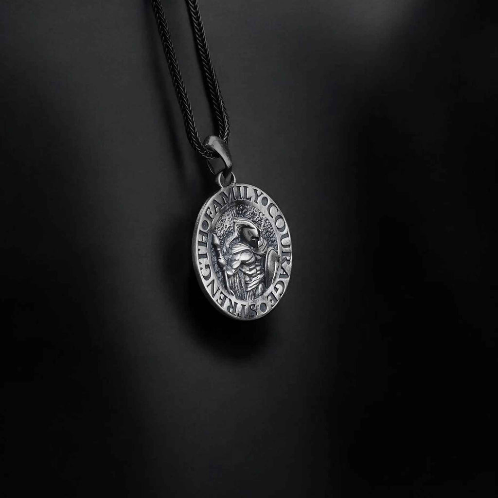 Sterling Silver Spartan Warrior Pendant Necklace: Ancient Greek Jewelry Gift