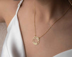 Gold Roman Numeral Necklace: Custom Birthdate Name Pendant
