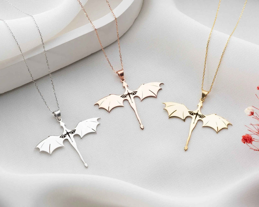 Sterling Silver Dragon Necklace: Acotar Velaris Jewelry