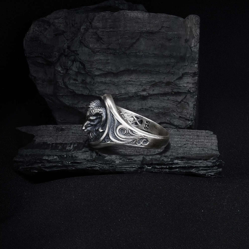 Sterling Silver Ram Ring: Aries Zodiac Jewelry for Men   Charmora Jewelry
