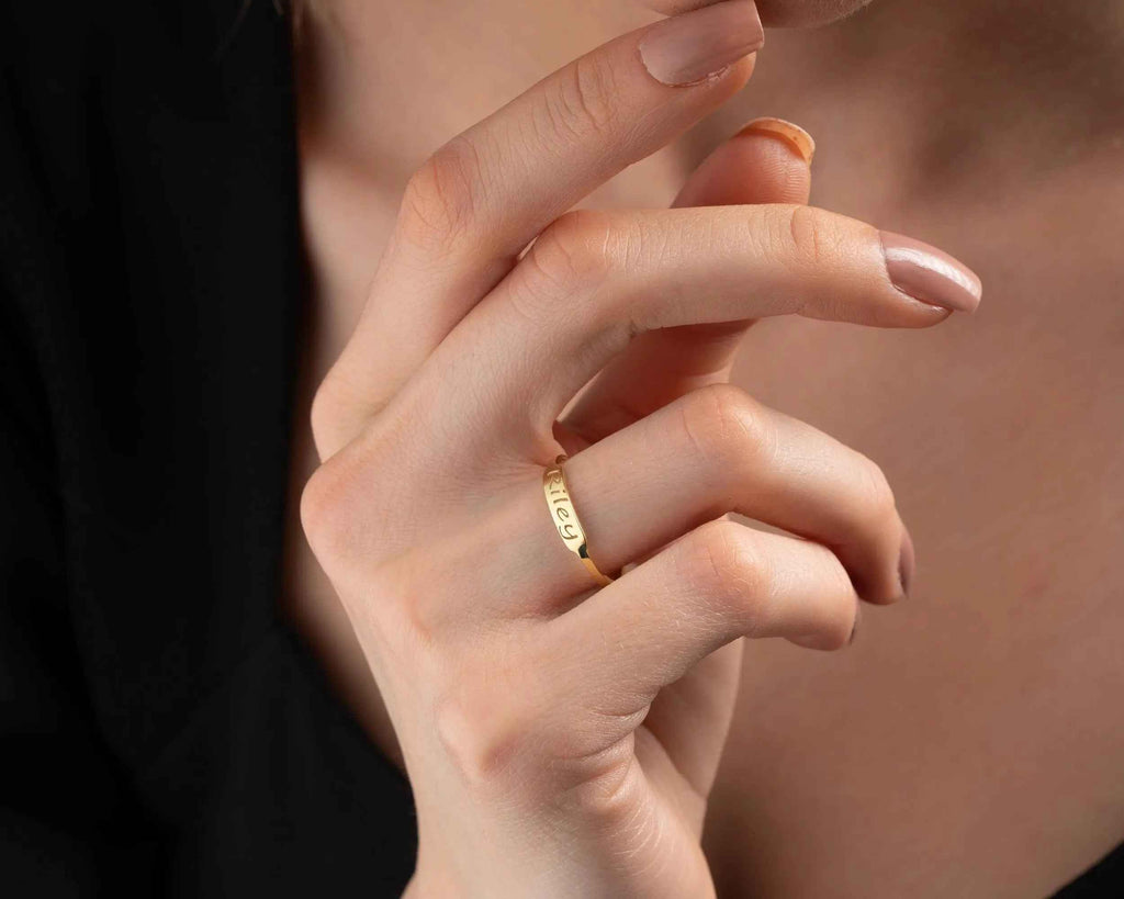 Sterling Silver Dainty Name Ring: Personalized Engraved Jewelry