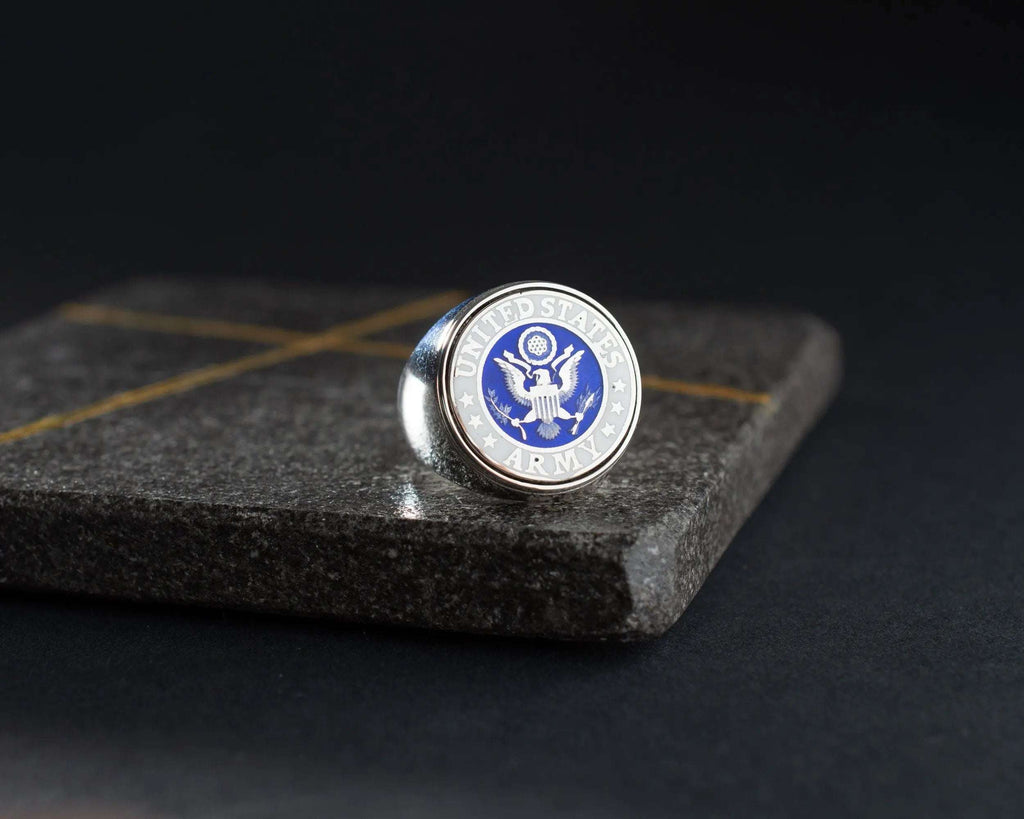Sterling Silver American Coat of Arms Ring: Patriotic Bird Jewelry   Charmora Jewelry