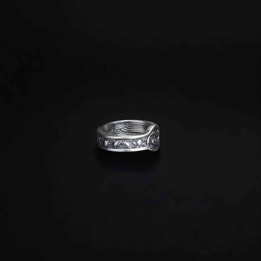 Sterling Silver Japanese Koi Fish Ring, Fish Lover Gift   Charmora Jewelry