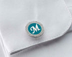 Sterling Silver Enamel Initial Cufflinks, Personalized Gift