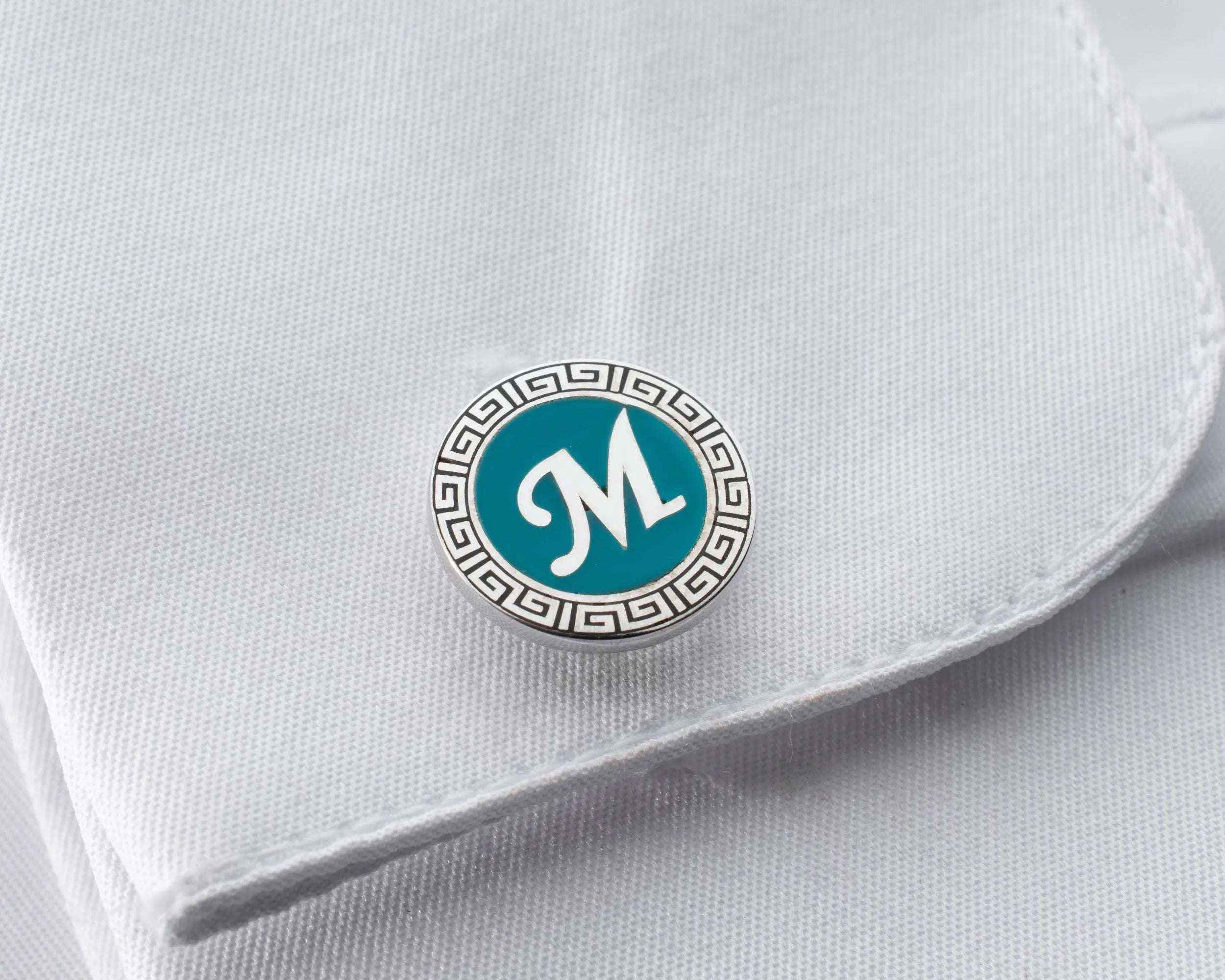 Sterling Silver Enamel Initial Cufflinks, Personalized Gift