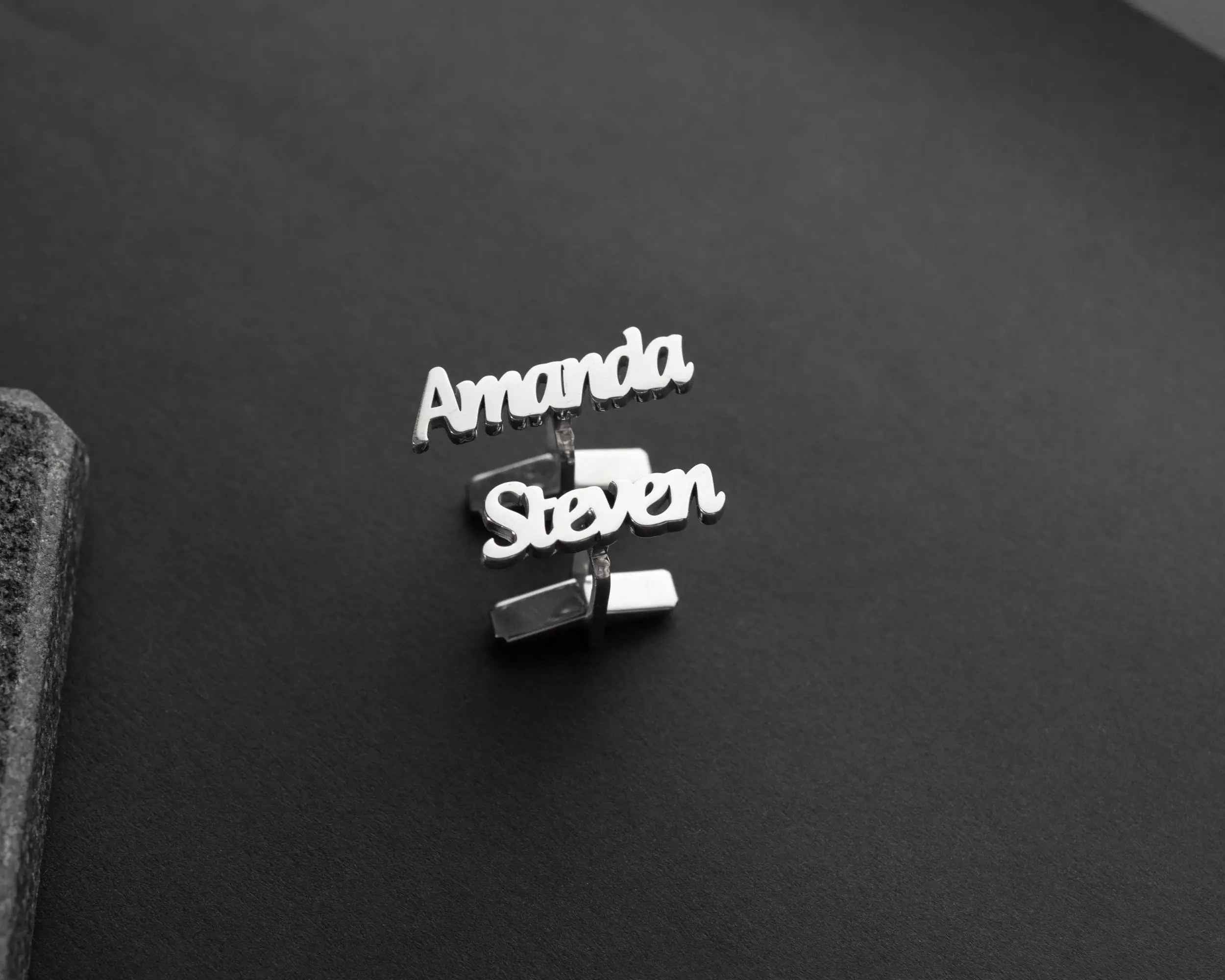 Sterling Silver Custom Name Cufflinks: Personalized Groomsmen Gift