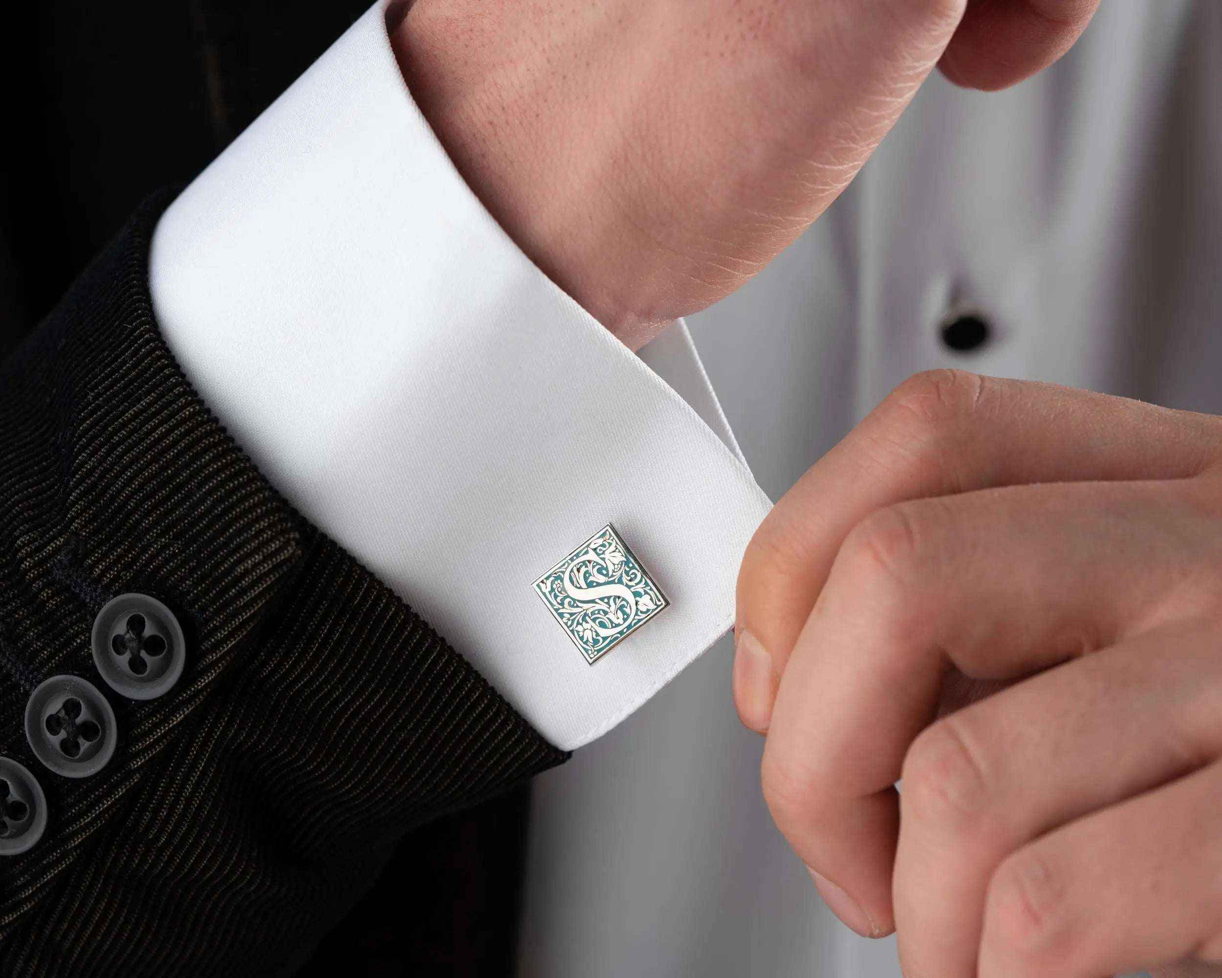Personalized Initial Cufflinks: Engraved Sterling Silver Groomsmen Gift