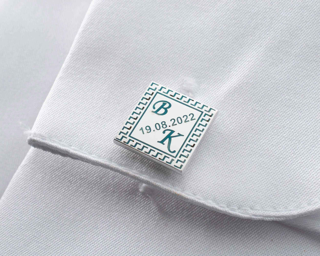 Handmade Sterling Silver Date & Initial Cufflinks: Personalized Groomsmen Gift