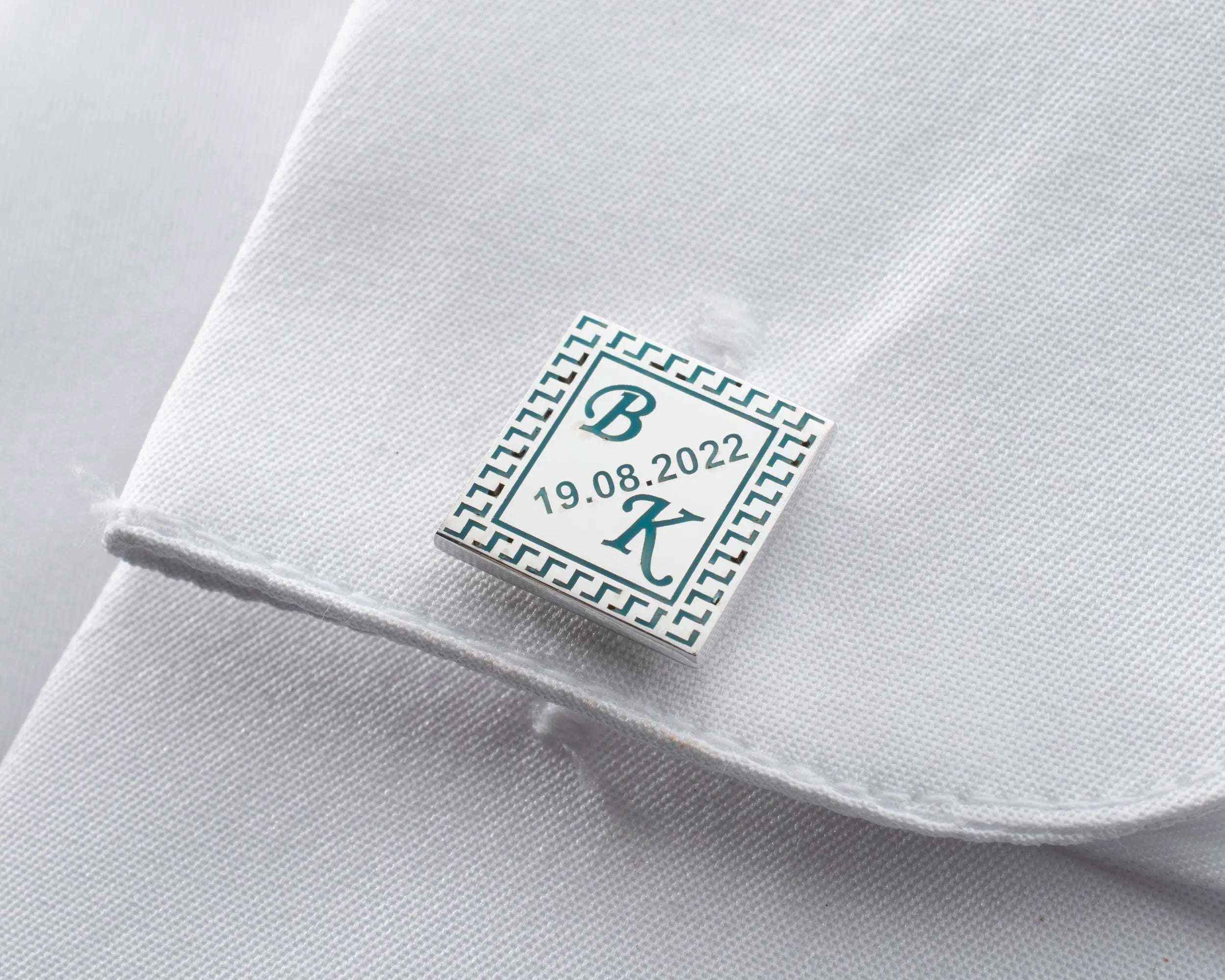 Handmade Sterling Silver Date & Initial Cufflinks: Personalized Groomsmen Gift
