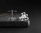 Custom Initial Cufflinks: Engraved Sterling Silver Groomsmen Gift