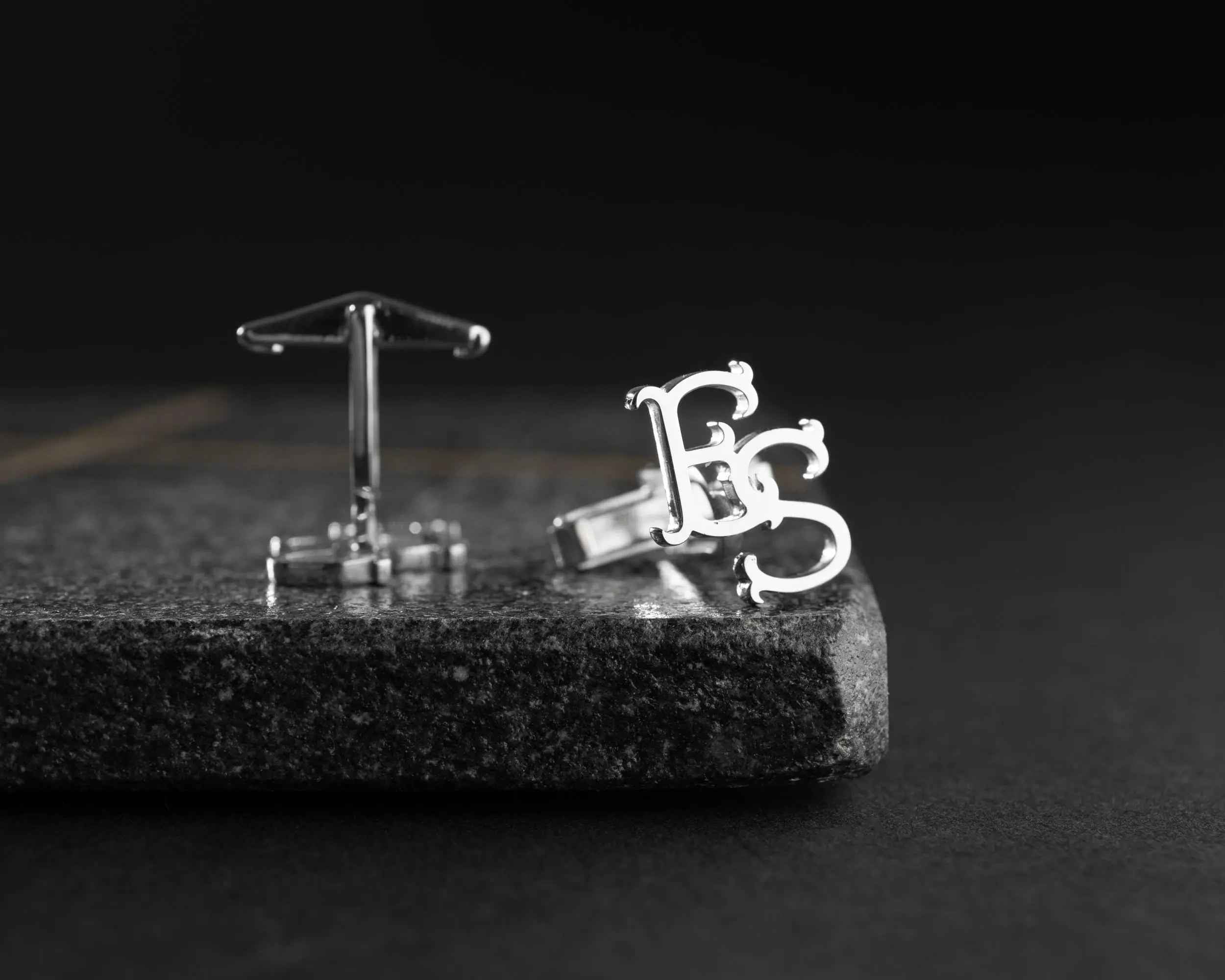 Custom Initial Cufflinks: Engraved Sterling Silver Groomsmen Gift