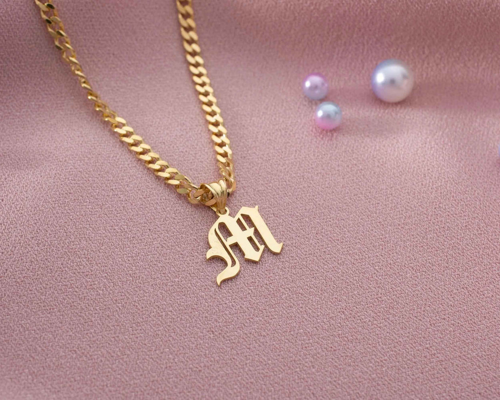 Sterling Silver Initial Necklace: Personalized Gold Letter Pendant
