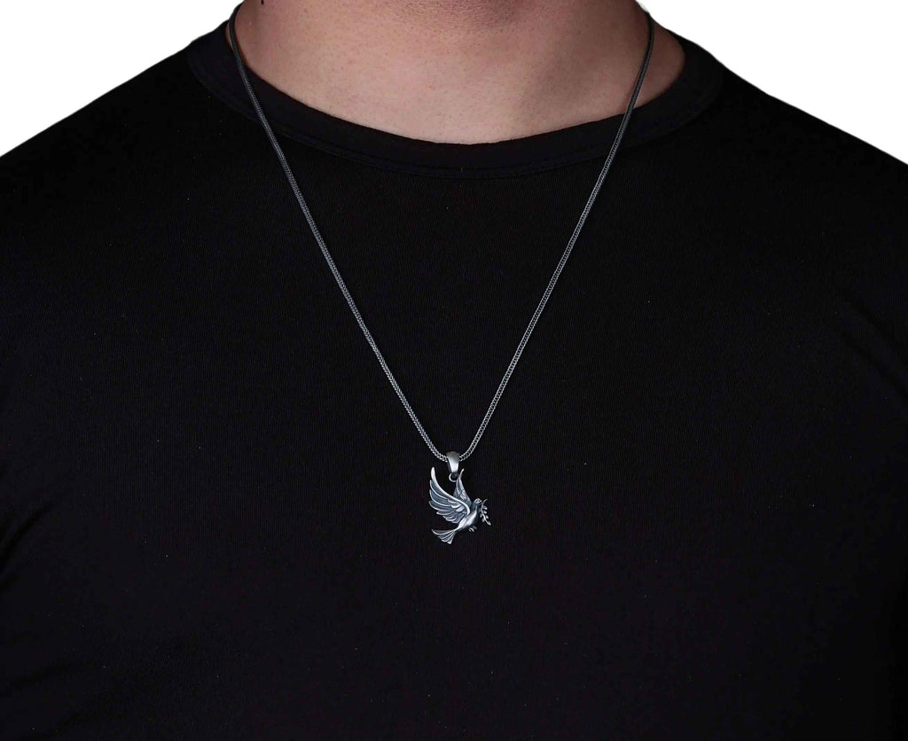 Sterling Silver Dove Necklace: Handmade Peace Symbol Pendant