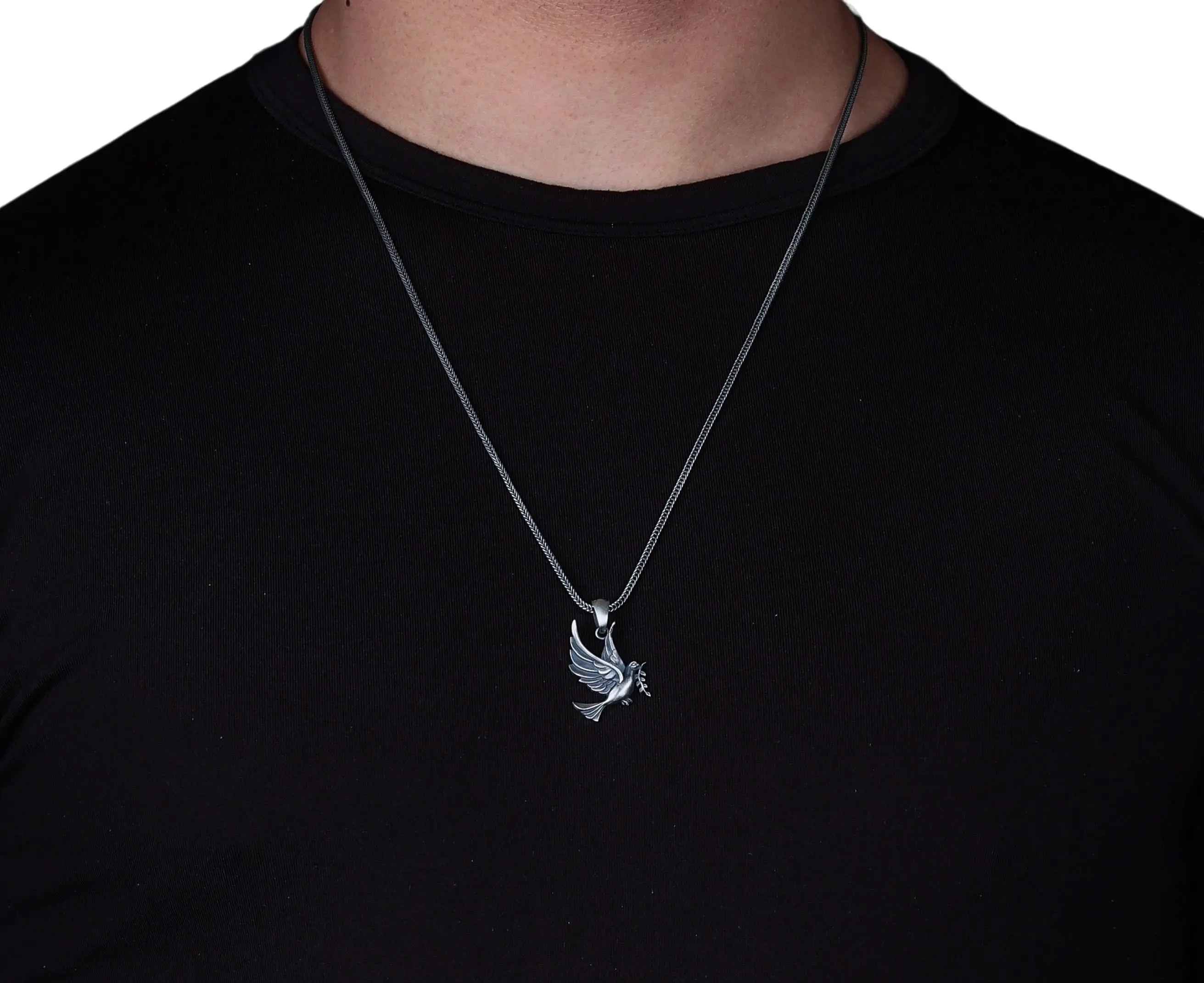 Sterling Silver Dove Necklace: Handmade Peace Symbol Pendant