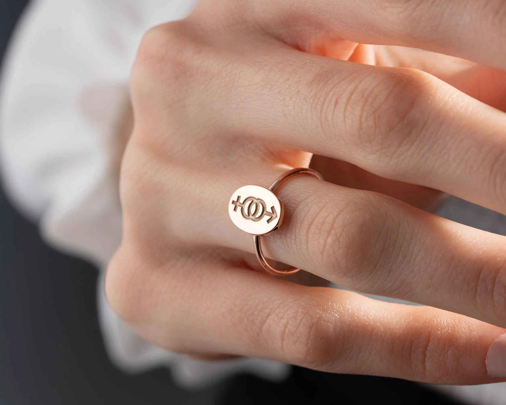 Sterling Silver Heterosexual Symbol Ring: Gender Symbol Jewelry