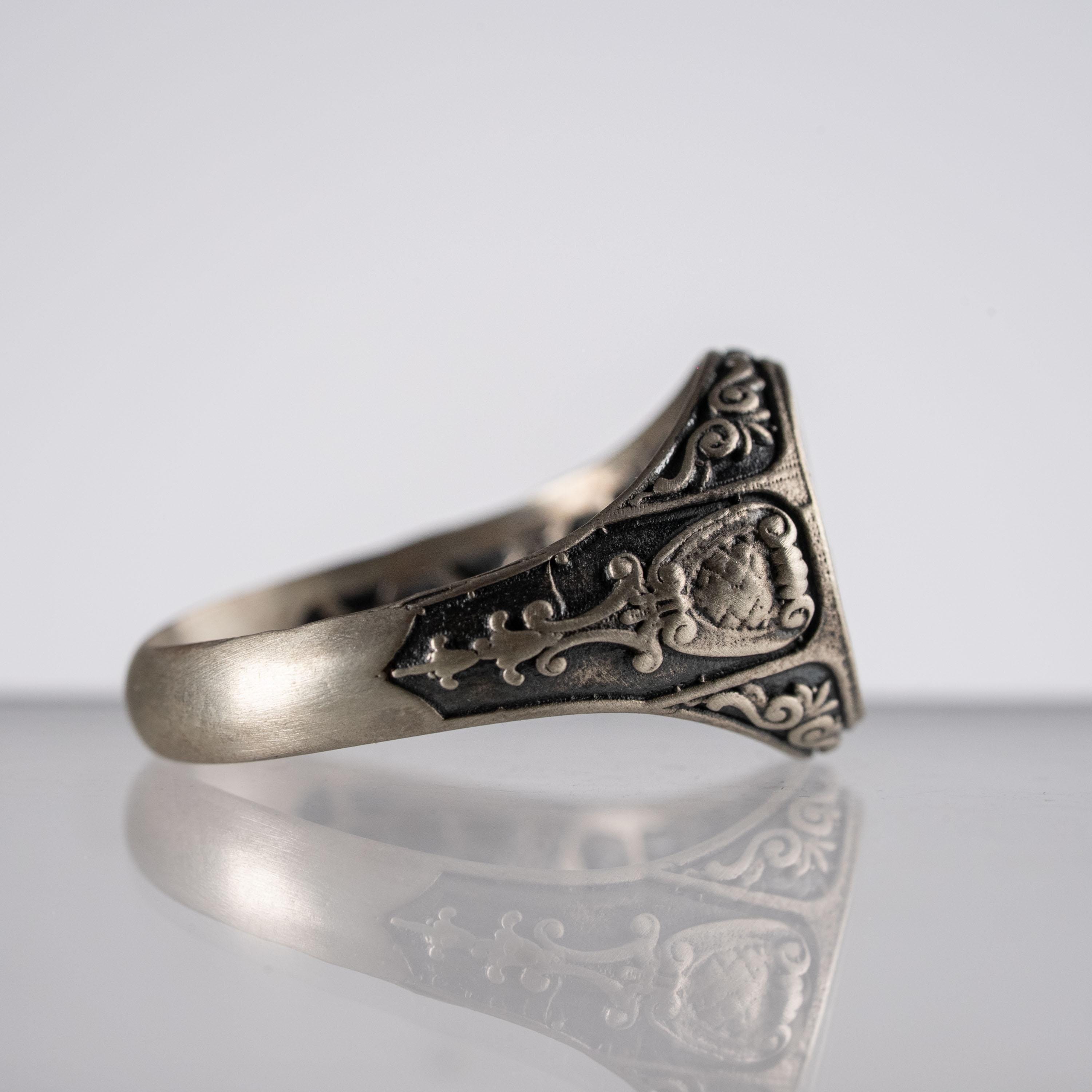 Heraldic Eagle and Emblem Necklace and Ring Jewelry Set  Ring  Charmora Jewelry