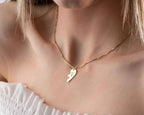 Engraved Broken Heart Necklace: Sterling Silver Couple Necklace