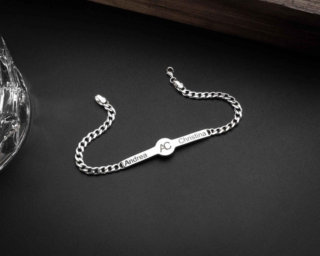 Personalized Sterling Silver Couple Bracelet: Valentine’s Gift