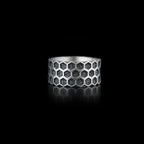 Sterling Silver Honeycomb Ring: Geometric Bee Jewelry   Charmora Jewelry