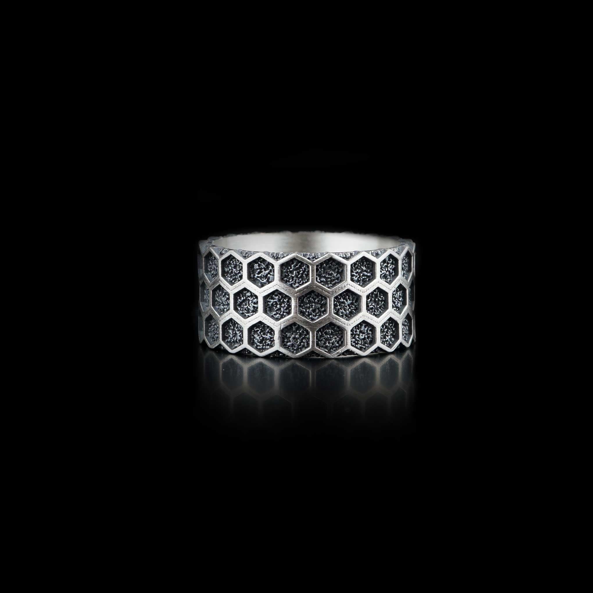 Bague nid d'abeille en argent sterling : Bijou abeille géométrique