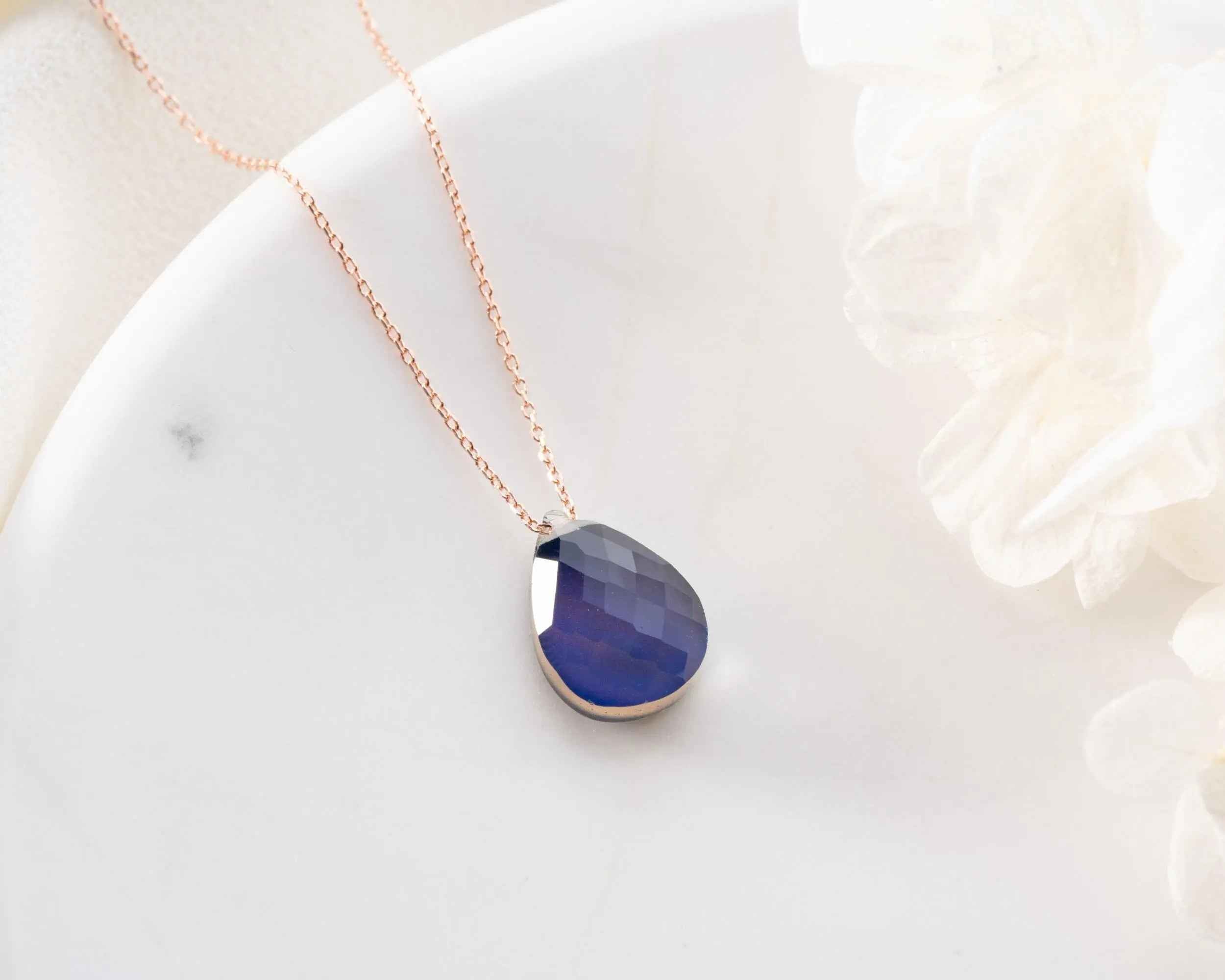 Dainty Sterling Silver Labradorite Necklace | Elegant Teardrop Pendant | Christmas Gift For Teenager