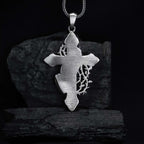 Sterling Silver Praying Hands Cross Necklace, Religious Pendant   Charmora Jewelry