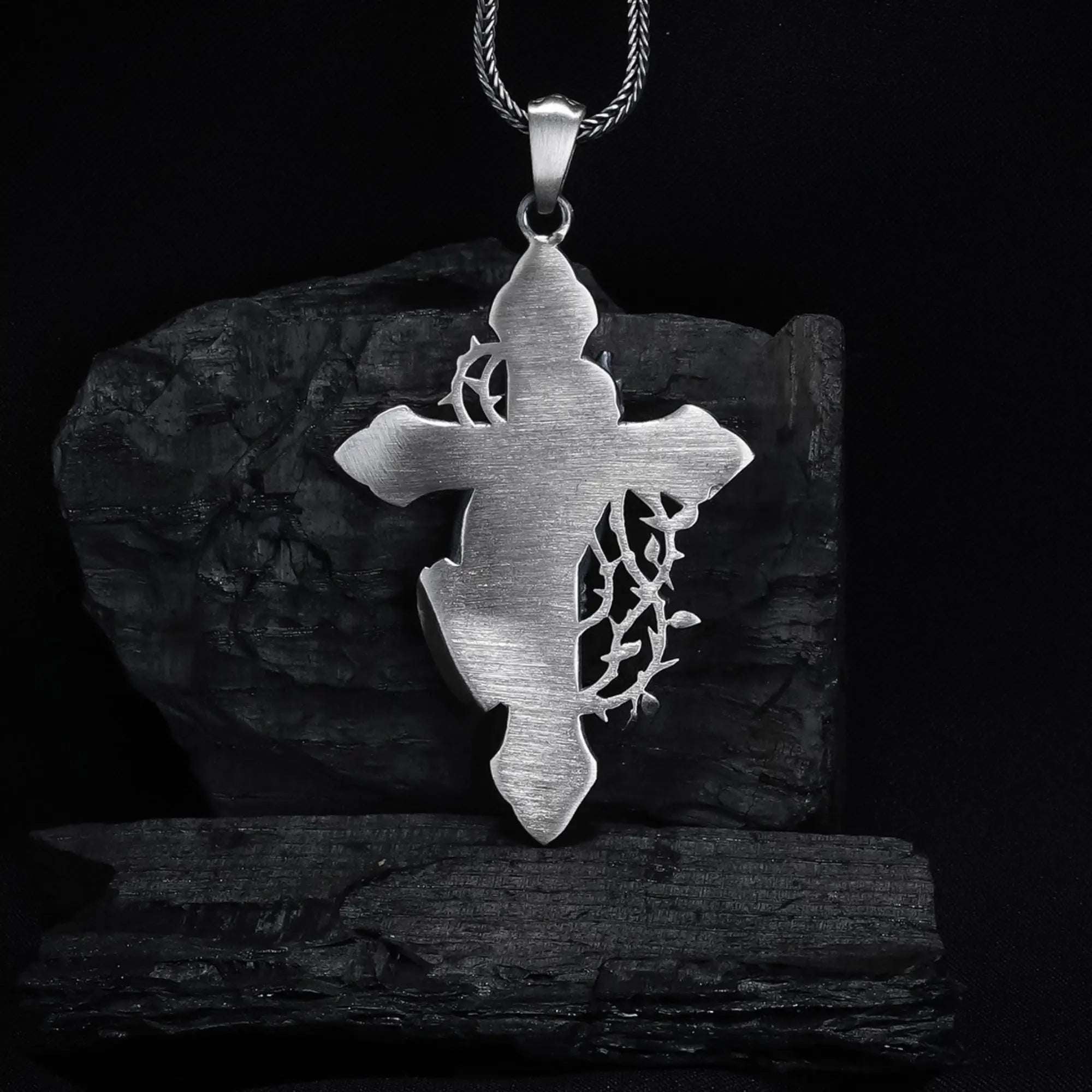 Sterling Silver Praying Hands Cross Necklace, Religious Pendant   Charmora Jewelry