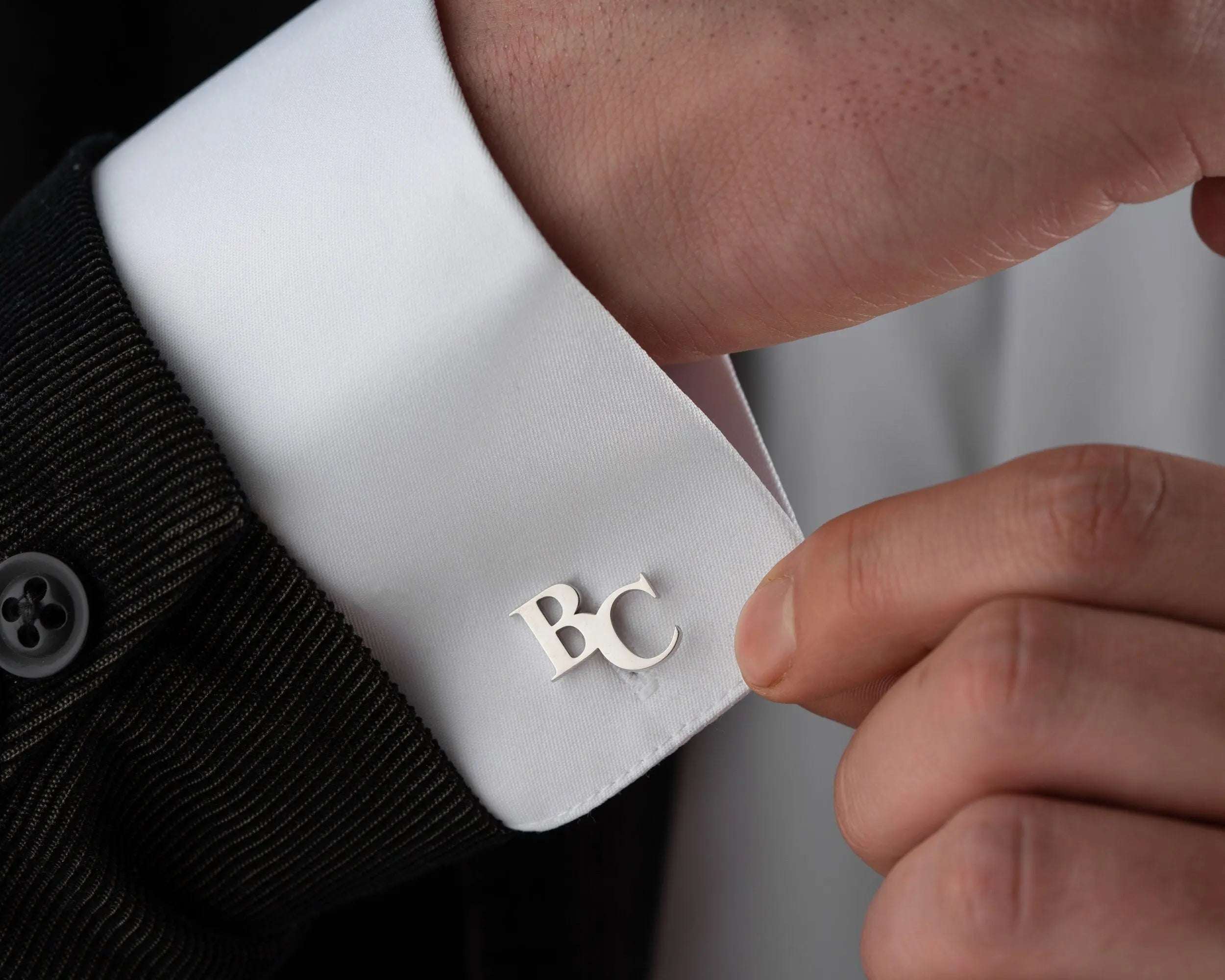 Personalized Sterling Silver Cufflinks, Groom Wedding Gift   Charmora Jewelry