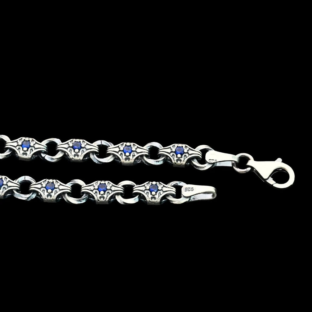 925 Sterling Silver Men’s Bracelet with Zircon Stone – Durable Chain Gift for Him   Charmora Jewelry