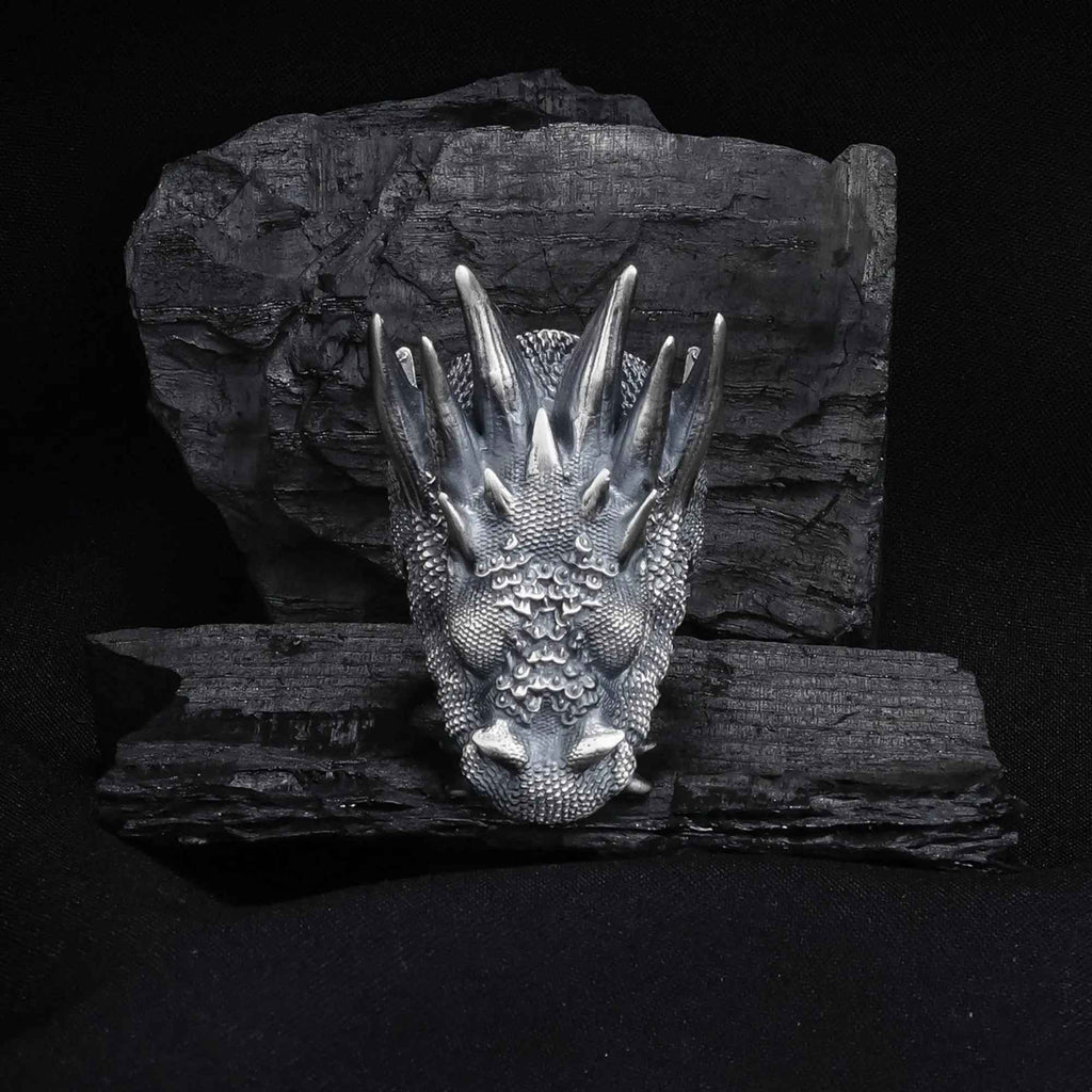 Oxidized Sterling Silver Dragon Ring: Gothic Mens Jewelry